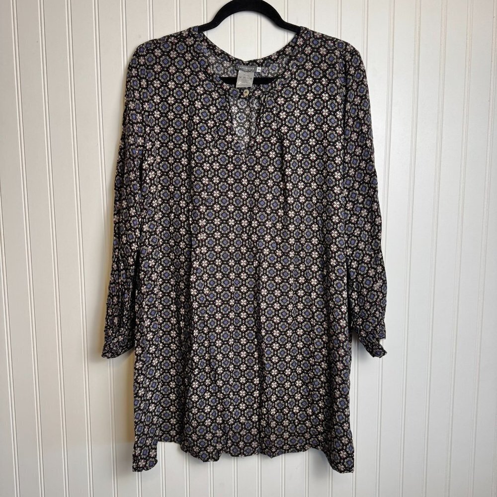 Earthbound Trading Co black keyhole lightweight tunic/short dress size XL F38